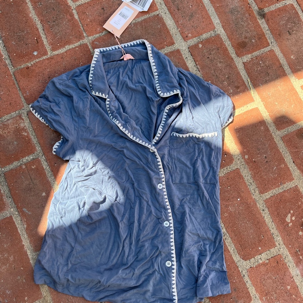 Eberjey Short Sleeve Button-Up Shirt